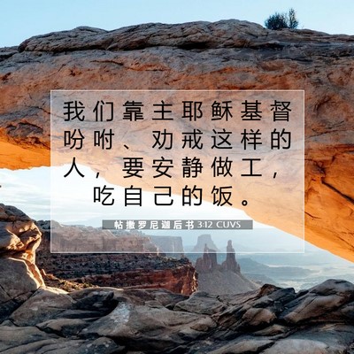 Picture 07 - 帖 撒 罗 尼 迦 后 书 3:12 CUVS - 我 们 靠 主 耶 稣 基 督 吩 咐 、 劝 - Bible Verse Picture