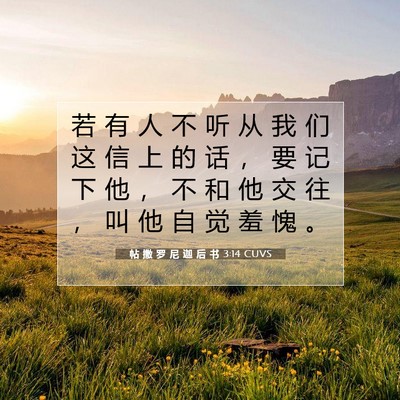 Picture 07 - 帖 撒 罗 尼 迦 后 书 3:14 CUVS - 若 有 人 不 听 从 我 们 这 信 上 的 - Bible Verse Picture