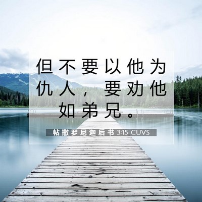 Picture 07 - 帖 撒 罗 尼 迦 后 书 3:15 CUVS - 但 不 要 以 他 为 仇 人 ， 要 劝 他 - Bible Verse Picture