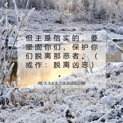 Picture 07 - 帖 撒 罗 尼 迦 后 书 3:3 CUVS - 但 主 是 信 实 的 ， 要 坚 固 你 们 - Bible Verse Picture