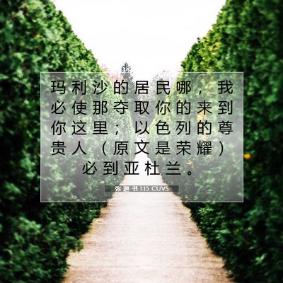 Picture 07 - 弥 迦 书 1:15 CUVS - 玛 利 沙 的 居 民 哪 ， 我 必 使 那 - Bible Verse Picture