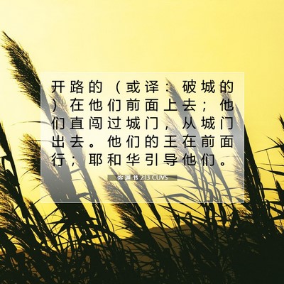 Picture 07 - 弥 迦 书 2:13 CUVS - 开 路 的 （ 或 译 ： 破 城 的 ） 在 - Bible Verse Picture