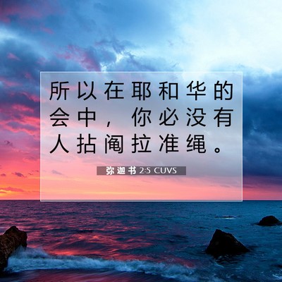 Picture 07 - 弥 迦 书 2:5 CUVS - 所 以 在 耶 和 华 的 会 中 ， 你 必 - Bible Verse Picture