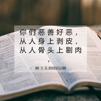 Picture 07 - 弥 迦 书 3:2 CUVS - 你 们 恶 善 好 恶 ， 从 人 身 上 剥 - Bible Verse Picture
