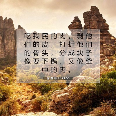 Picture 07 - 弥 迦 书 3:3 CUVS - 吃 我 民 的 肉 ， 剥 他 们 的 皮 ， - Bible Verse Picture