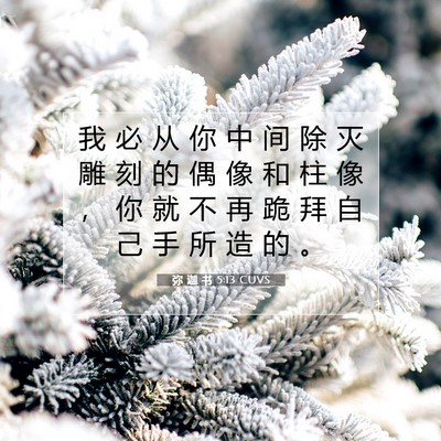 Picture 07 - 弥 迦 书 5:13 CUVS - 我 必 从 你 中 间 除 灭 雕 刻 的 偶 - Bible Verse Picture