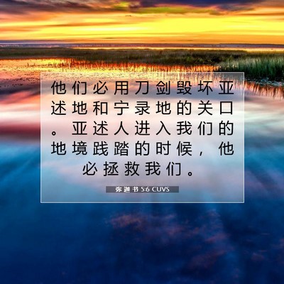 Picture 07 - 弥 迦 书 5:6 CUVS - 他 们 必 用 刀 剑 毁 坏 亚 述 地 和 - Bible Verse Picture