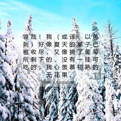 Picture 07 - 弥 迦 书 7:1 CUVS - 哀 哉 ！ 我 （ 或 译 ： 以 色 列 ） - Bible Verse Picture