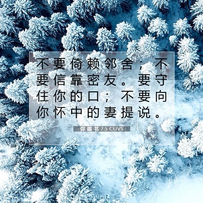 Picture 07 - 弥 迦 书 7:5 CUVS - 不 要 倚 赖 邻 舍 ； 不 要 信 靠 密 - Bible Verse Picture