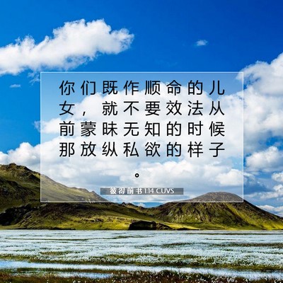 Picture 07 - 彼 得 前 书 1:14 CUVS - 你 们 既 作 顺 命 的 儿 女 ， 就 不 - Bible Verse Picture