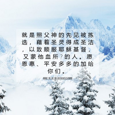 Picture 07 - 彼 得 前 书 1:2 CUVS - 就 是 照 父 神 的 先 见 被 拣 选 ， - Bible Verse Picture