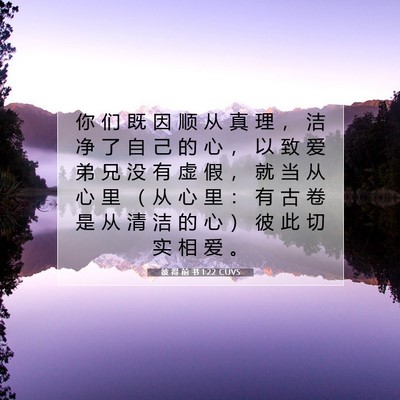 Picture 07 - 彼 得 前 书 1:22 CUVS - 你 们 既 因 顺 从 真 理 ， 洁 净 了 - Bible Verse Picture
