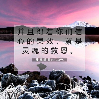 Picture 07 - 彼 得 前 书 1:9 CUVS - 并 且 得 着 你 们 信 心 的 果 效 ， - Bible Verse Picture