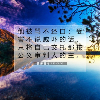 Picture 07 - 彼 得 前 书 2:23 CUVS - 他 被 骂 不 还 口 ； 受 害 不 说 威 - Bible Verse Picture