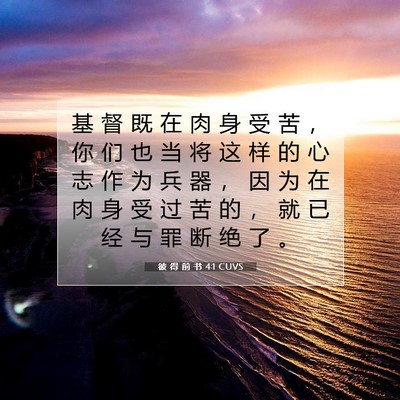 Picture 07 - 彼 得 前 书 4:1 CUVS - 基 督 既 在 肉 身 受 苦 ， 你 们 也 - Bible Verse Picture