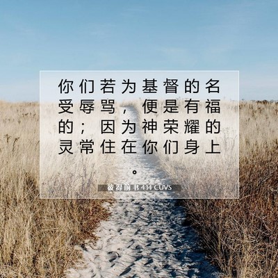 Picture 07 - 彼 得 前 书 4:14 CUVS - 你 们 若 为 基 督 的 名 受 辱 骂 ， - Bible Verse Picture