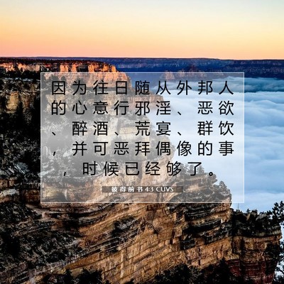 Picture 07 - 彼 得 前 书 4:3 CUVS - 因 为 往 日 随 从 外 邦 人 的 心 意 - Bible Verse Picture