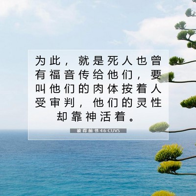 Picture 07 - 彼 得 前 书 4:6 CUVS - 为 此 ， 就 是 死 人 也 曾 有 福 音 - Bible Verse Picture