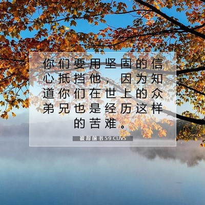 Picture 07 - 彼 得 前 书 5:9 CUVS - 你 们 要 用 坚 固 的 信 心 抵 挡 他 - Bible Verse Picture