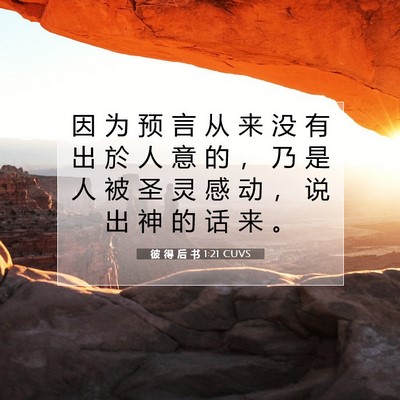 Picture 07 - 彼 得 后 书 1:21 CUVS - 因 为 预 言 从 来 没 有 出 於 人 意 - Bible Verse Picture