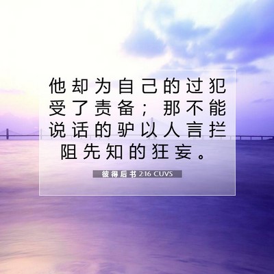Picture 07 - 彼 得 后 书 2:16 CUVS - 他 却 为 自 己 的 过 犯 受 了 责 备 - Bible Verse Picture