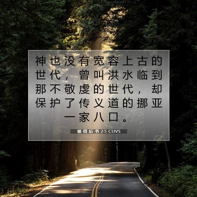 Picture 07 - 彼 得 后 书 2:5 CUVS - 神 也 没 有 宽 容 上 古 的 世 代 ， - Bible Verse Picture