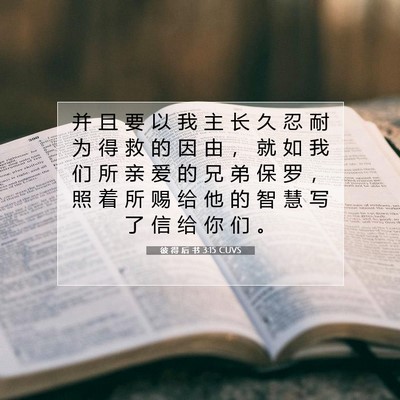 Picture 07 - 彼 得 后 书 3:15 CUVS - 并 且 要 以 我 主 长 久 忍 耐 为 得 - Bible Verse Picture