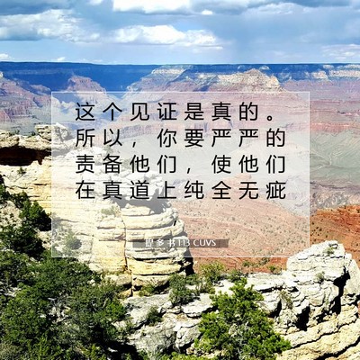 Picture 07 - 提 多 书 1:13 CUVS - 这 个 见 证 是 真 的 。 所 以 ， 你 - Bible Verse Picture