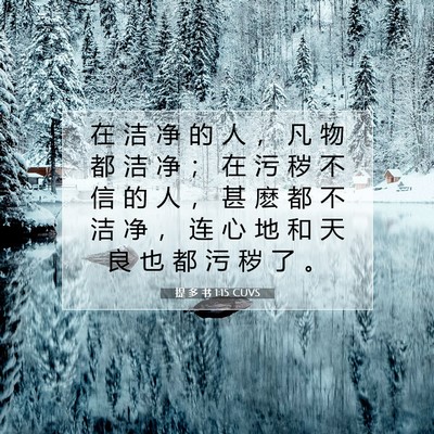 Picture 07 - 提 多 书 1:15 CUVS - 在 洁 净 的 人 ， 凡 物 都 洁 净 ； - Bible Verse Picture
