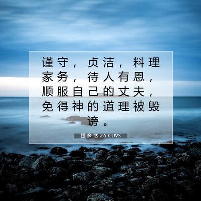 Picture 07 - 提 多 书 2:5 CUVS - 谨 守 ， 贞 洁 ， 料 理 家 务 ， 待 - Bible Verse Picture