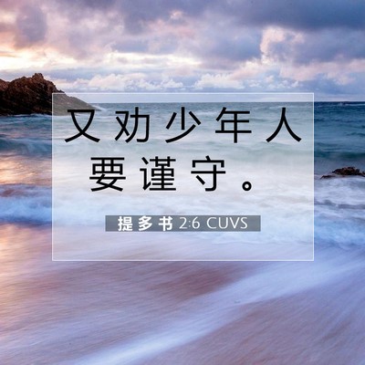 Picture 07 - 提 多 书 2:6 CUVS - 又 劝 少 年 人 要 谨 守 - Bible Verse Picture