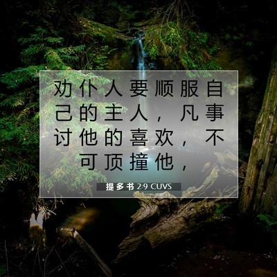 Picture 07 - 提 多 书 2:9 CUVS - 劝 仆 人 要 顺 服 自 己 的 主 人 ， - Bible Verse Picture