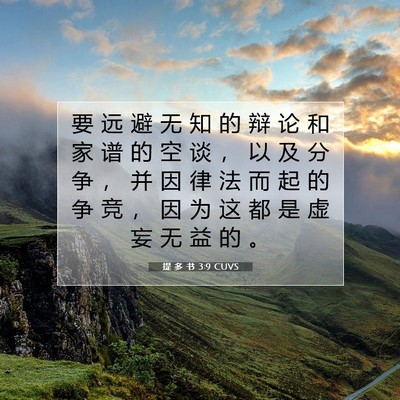 Picture 07 - 提 多 书 3:9 CUVS - 要 远 避 无 知 的 辩 论 和 家 谱 的 - Bible Verse Picture