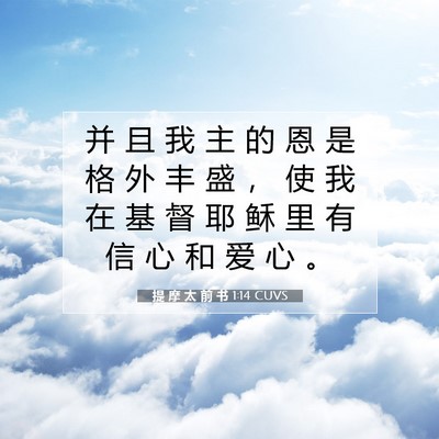 Picture 07 - 提 摩 太 前 书 1:14 CUVS - 并 且 我 主 的 恩 是 格 外 丰 盛 ， - Bible Verse Picture