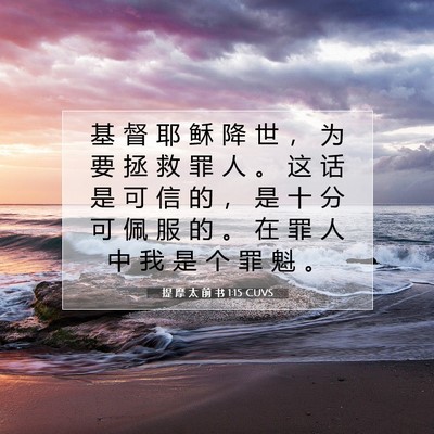 Picture 07 - 提 摩 太 前 书 1:15 CUVS - 基 督 耶 稣 降 世 ， 为 要 拯 救 罪 - Bible Verse Picture