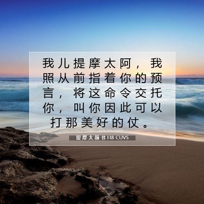 Picture 07 - 提 摩 太 前 书 1:18 CUVS - 我 儿 提 摩 太 阿 ， 我 照 从 前 指 - Bible Verse Picture