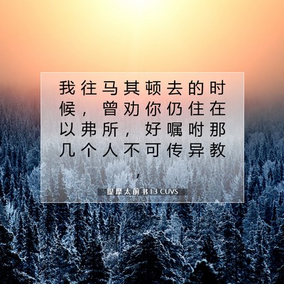Picture 07 - 提 摩 太 前 书 1:3 CUVS - 我 往 马 其 顿 去 的 时 候 ， 曾 劝 - Bible Verse Picture