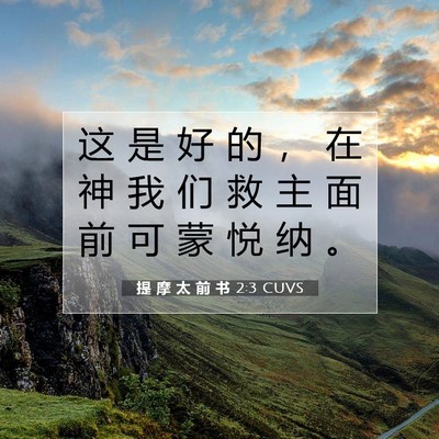 Picture 07 - 提 摩 太 前 书 2:3 CUVS - 这 是 好 的 ， 在 神 我 们 救 主 面 - Bible Verse Picture