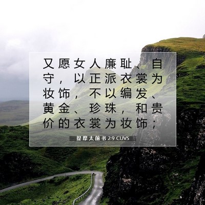 Picture 07 - 提 摩 太 前 书 2:9 CUVS - 又 愿 女 人 廉 耻 、 自 守 ， 以 正 - Bible Verse Picture