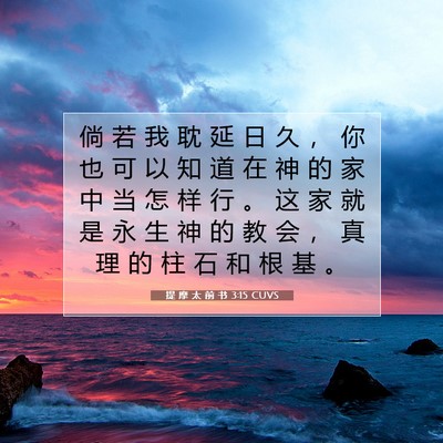 Picture 07 - 提 摩 太 前 书 3:15 CUVS - 倘 若 我 耽 延 日 久 ， 你 也 可 以 - Bible Verse Picture