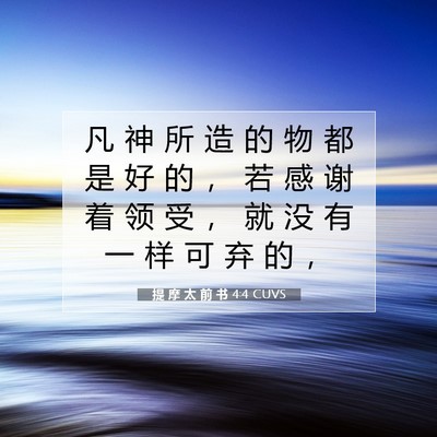Picture 07 - 提 摩 太 前 书 4:4 CUVS - 凡 神 所 造 的 物 都 是 好 的 ， 若 - Bible Verse Picture