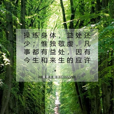 Picture 07 - 提 摩 太 前 书 4:8 CUVS - 操 练 身 体 ， 益 处 还 少 ； 惟 独 - Bible Verse Picture