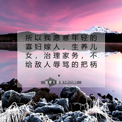 Picture 07 - 提 摩 太 前 书 5:14 CUVS - 所 以 我 愿 意 年 轻 的 寡 妇 嫁 人 - Bible Verse Picture