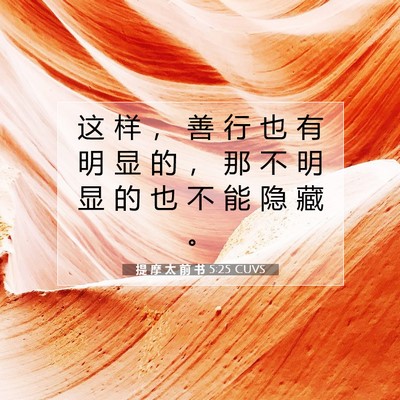 Picture 07 - 提 摩 太 前 书 5:25 CUVS - 这 样 ， 善 行 也 有 明 显 的 ， 那 - Bible Verse Picture