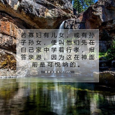 Picture 07 - 提 摩 太 前 书 5:4 CUVS - 若 寡 妇 有 儿 女 ， 或 有 孙 子 孙 - Bible Verse Picture