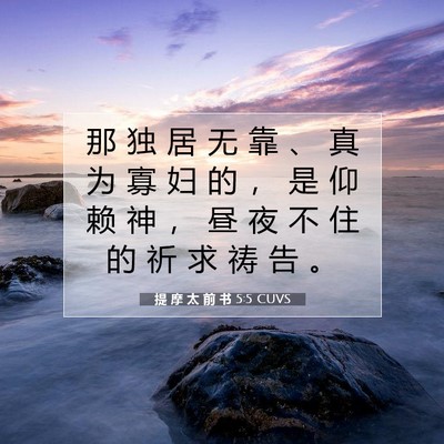 Picture 07 - 提 摩 太 前 书 5:5 CUVS - 那 独 居 无 靠 、 真 为 寡 妇 的 ， - Bible Verse Picture