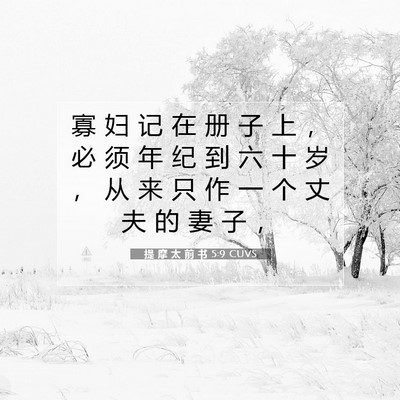 Picture 07 - 提 摩 太 前 书 5:9 CUVS - 寡 妇 记 在 册 子 上 ， 必 须 年 纪 - Bible Verse Picture
