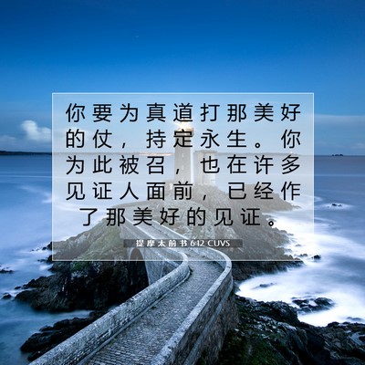 Picture 07 - 提 摩 太 前 书 6:12 CUVS - 你 要 为 真 道 打 那 美 好 的 仗 ， - Bible Verse Picture