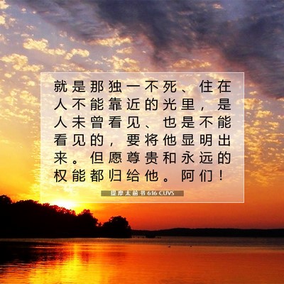 Picture 07 - 提 摩 太 前 书 6:16 CUVS - 就 是 那 独 一 不 死 、 住 在 人 不 - Bible Verse Picture