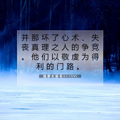 Picture 07 - 提 摩 太 前 书 6:5 CUVS - 并 那 坏 了 心 术 、 失 丧 真 理 之 - Bible Verse Picture